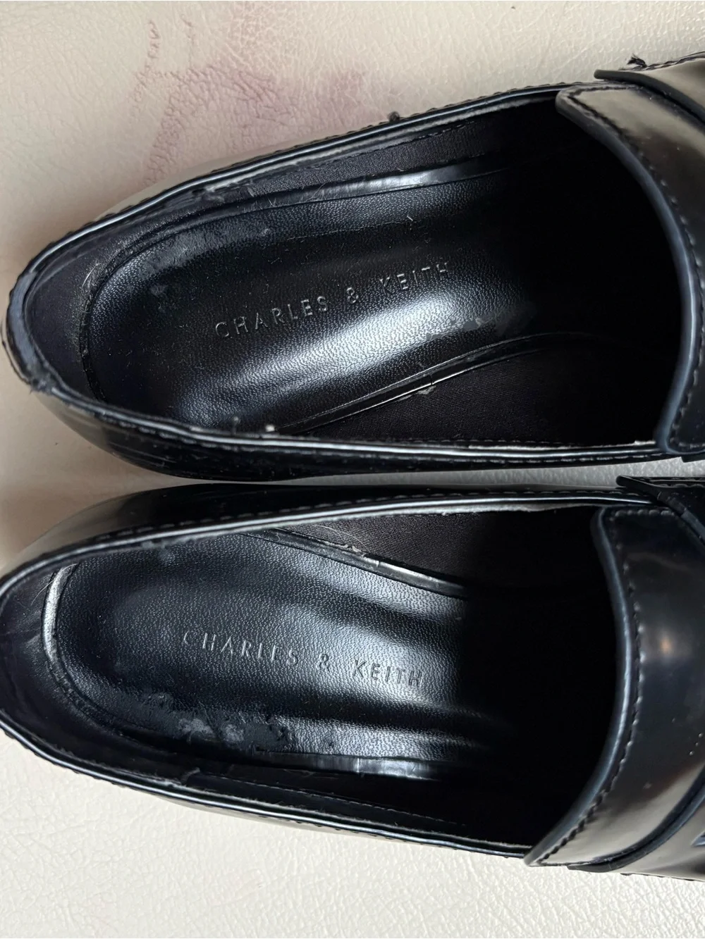 Charles & Keith Black Square Toe Loafers